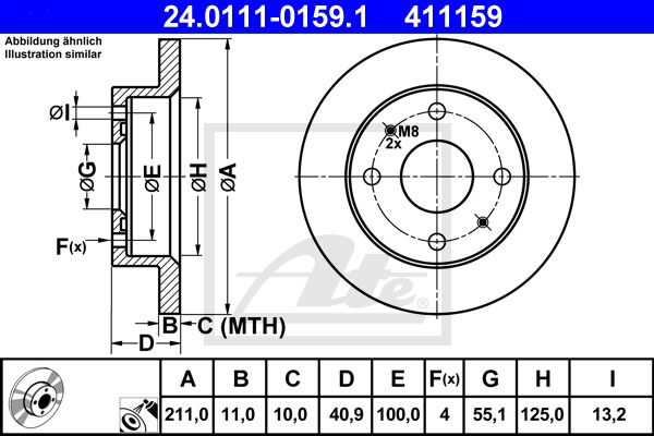 Bremsscheibe Vorderachse ATE 24.0111-0159.1 von ATE