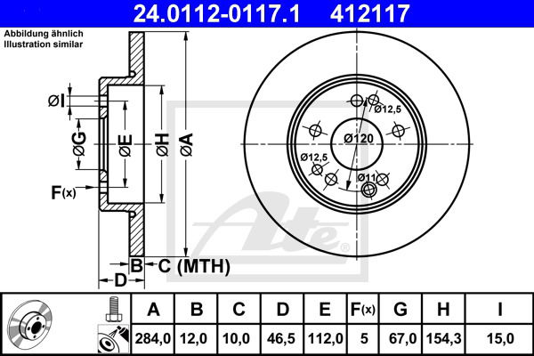 Bremsscheibe Vorderachse ATE 24.0112-0117.1 von ATE