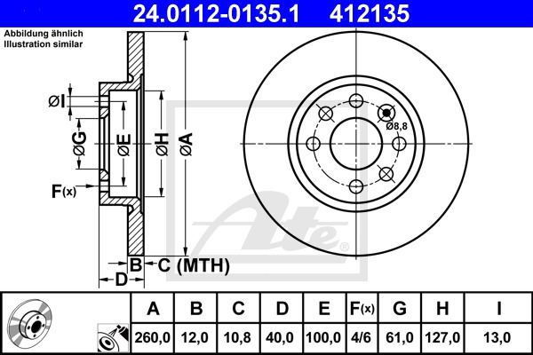 Bremsscheibe Vorderachse ATE 24.0112-0135.1 von ATE