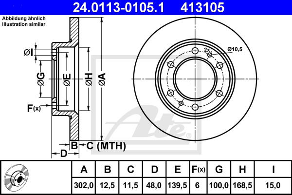 Bremsscheibe Vorderachse ATE 24.0113-0105.1 von ATE