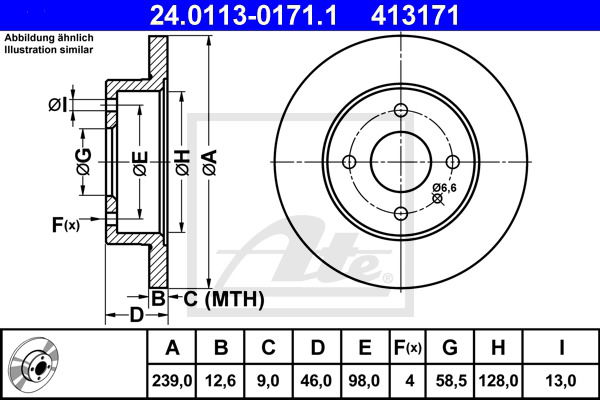 Bremsscheibe Vorderachse ATE 24.0113-0171.1 Bremsscheibe Vorderachse ATE 24.0113-0171.1 von ATE