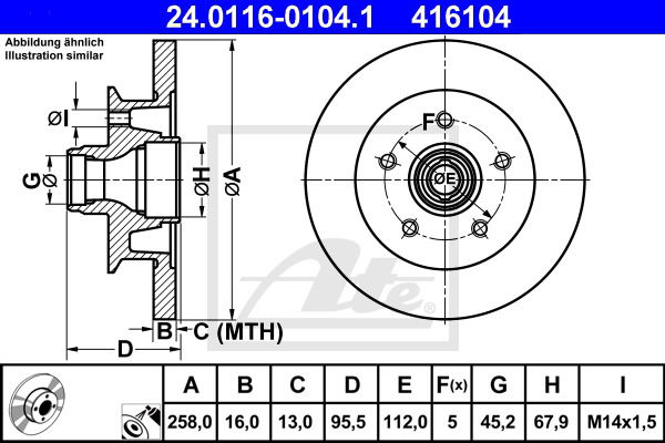 Bremsscheibe Vorderachse ATE 24.0116-0104.1 Bremsscheibe Vorderachse ATE 24.0116-0104.1 von ATE