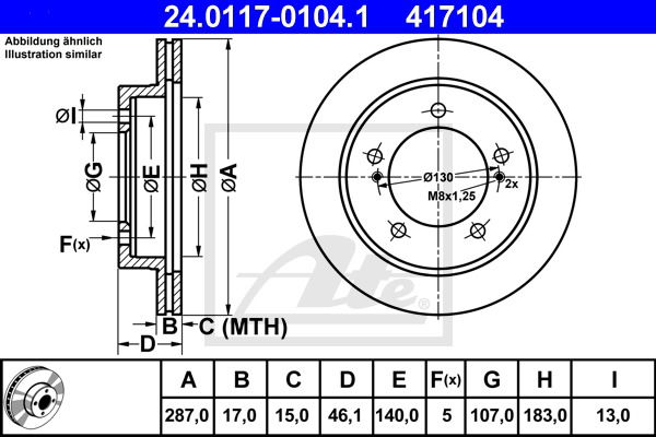 Bremsscheibe Vorderachse ATE 24.0117-0104.1 Bremsscheibe Vorderachse ATE 24.0117-0104.1 von ATE