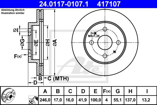 Bremsscheibe Vorderachse ATE 24.0117-0107.1 von ATE