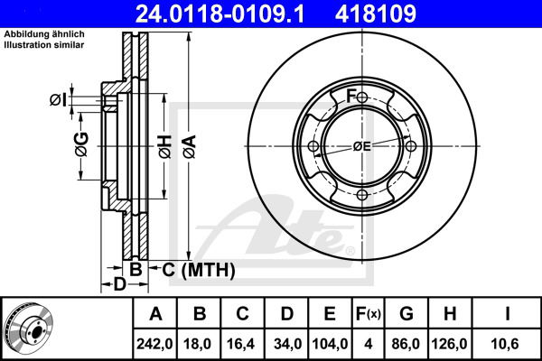 Bremsscheibe Vorderachse ATE 24.0118-0109.1 von ATE