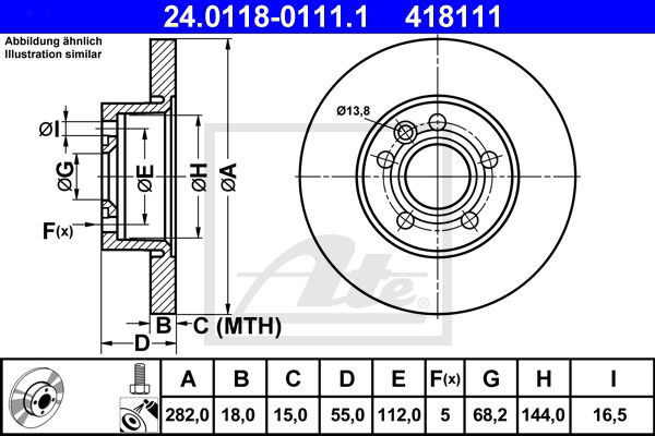 Bremsscheibe Vorderachse ATE 24.0118-0111.1 Bremsscheibe Vorderachse ATE 24.0118-0111.1 von ATE