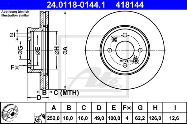 Bremsscheibe Vorderachse ATE 24.0118-0144.1 von ATE