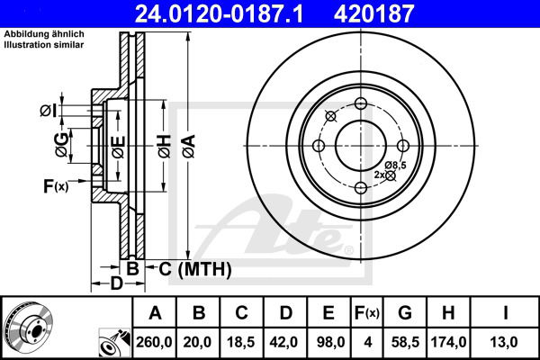 Bremsscheibe Vorderachse ATE 24.0120-0187.1 Bremsscheibe Vorderachse ATE 24.0120-0187.1 von ATE