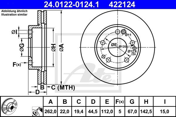 Bremsscheibe Vorderachse ATE 24.0122-0124.1 Bremsscheibe Vorderachse ATE 24.0122-0124.1 von ATE