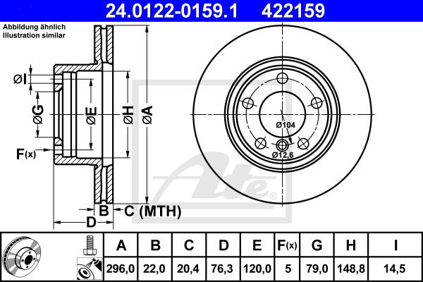 Bremsscheibe Vorderachse ATE 24.0122-0159.1 Bremsscheibe Vorderachse ATE 24.0122-0159.1 von ATE