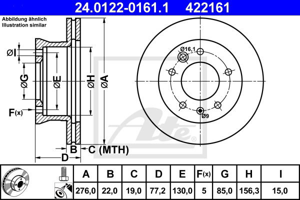 Bremsscheibe Vorderachse ATE 24.0122-0161.1 Bremsscheibe Vorderachse ATE 24.0122-0161.1 von ATE