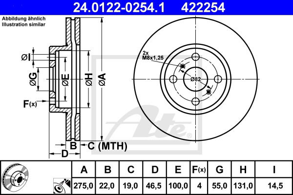 Bremsscheibe Vorderachse ATE 24.0122-0254.1 von ATE