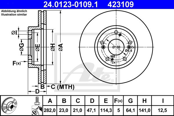 Bremsscheibe Vorderachse ATE 24.0123-0109.1 Bremsscheibe Vorderachse ATE 24.0123-0109.1 von ATE