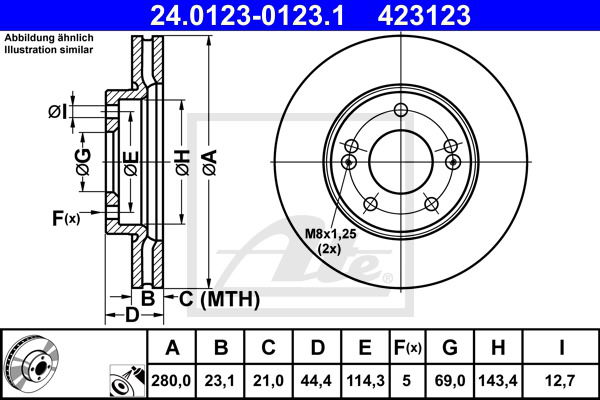 Bremsscheibe Vorderachse ATE 24.0123-0123.1 von ATE