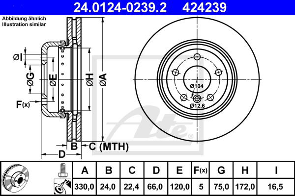 Bremsscheibe Vorderachse ATE 24.0124-0239.2 Bremsscheibe Vorderachse ATE 24.0124-0239.2 von ATE
