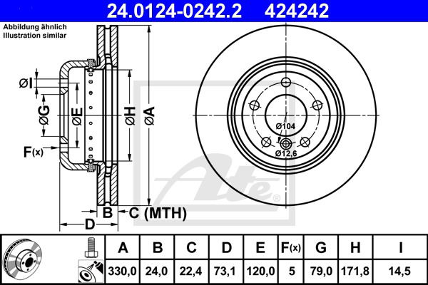 Bremsscheibe Vorderachse ATE 24.0124-0242.2 Bremsscheibe Vorderachse ATE 24.0124-0242.2 von ATE