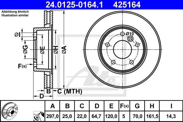 Bremsscheibe Vorderachse ATE 24.0125-0164.1 Bremsscheibe Vorderachse ATE 24.0125-0164.1 von ATE