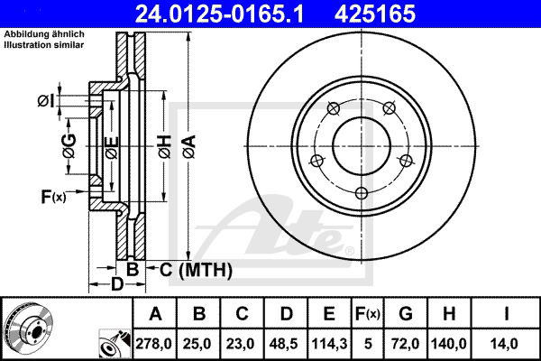 Bremsscheibe Vorderachse ATE 24.0125-0165.1 Bremsscheibe Vorderachse ATE 24.0125-0165.1 von ATE
