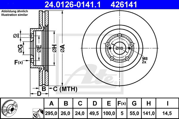 Bremsscheibe Vorderachse ATE 24.0126-0141.1 von ATE