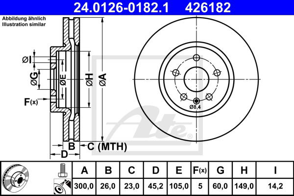 Bremsscheibe Vorderachse ATE 24.0126-0182.1 Bremsscheibe Vorderachse ATE 24.0126-0182.1 von ATE