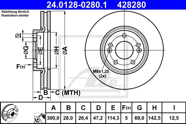 Bremsscheibe Vorderachse ATE 24.0128-0280.1 Bremsscheibe Vorderachse ATE 24.0128-0280.1 von ATE