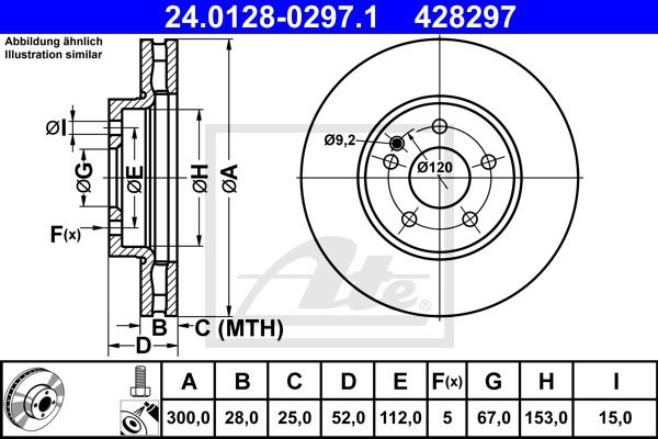 Bremsscheibe Vorderachse ATE 24.0128-0297.1 Bremsscheibe Vorderachse ATE 24.0128-0297.1 von ATE
