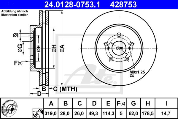 Bremsscheibe Vorderachse ATE 24.0128-0753.1 Bremsscheibe Vorderachse ATE 24.0128-0753.1 von ATE