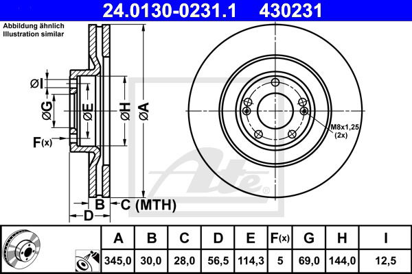 Bremsscheibe Vorderachse ATE 24.0130-0231.1 Bremsscheibe Vorderachse ATE 24.0130-0231.1 von ATE