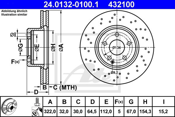Bremsscheibe Vorderachse ATE 24.0132-0100.1 von ATE