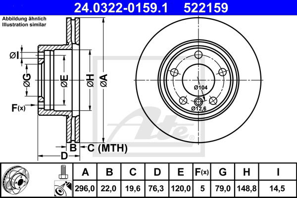 Bremsscheibe Vorderachse ATE 24.0322-0159.1 Bremsscheibe Vorderachse ATE 24.0322-0159.1 von ATE
