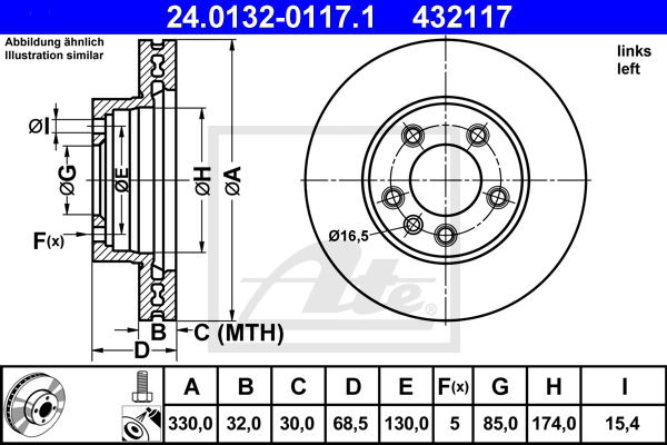 Bremsscheibe Vorderachse links ATE 24.0132-0117.1 von ATE