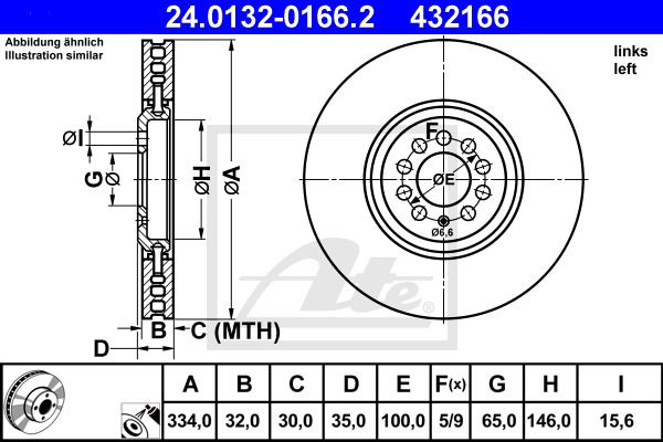 Bremsscheibe Vorderachse links ATE 24.0132-0166.2 Bremsscheibe Vorderachse links ATE 24.0132-0166.2 von ATE