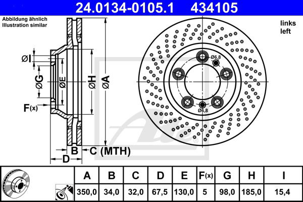 Bremsscheibe Vorderachse links ATE 24.0134-0105.1 Bremsscheibe Vorderachse links ATE 24.0134-0105.1 von ATE