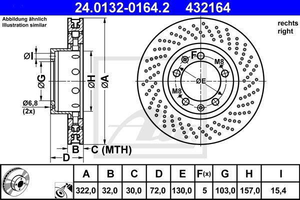 Bremsscheibe Vorderachse rechts ATE 24.0132-0164.2 Bremsscheibe Vorderachse rechts ATE 24.0132-0164.2 von ATE
