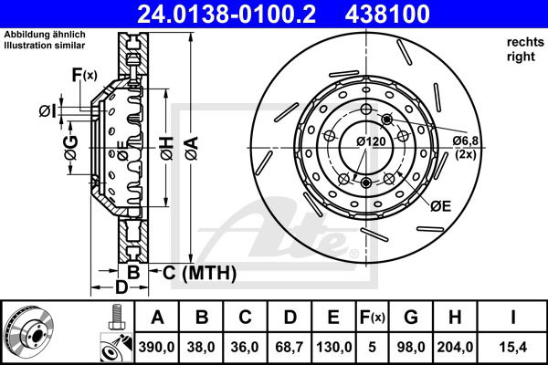 Bremsscheibe Vorderachse rechts ATE 24.0138-0100.2 Bremsscheibe Vorderachse rechts ATE 24.0138-0100.2 von ATE