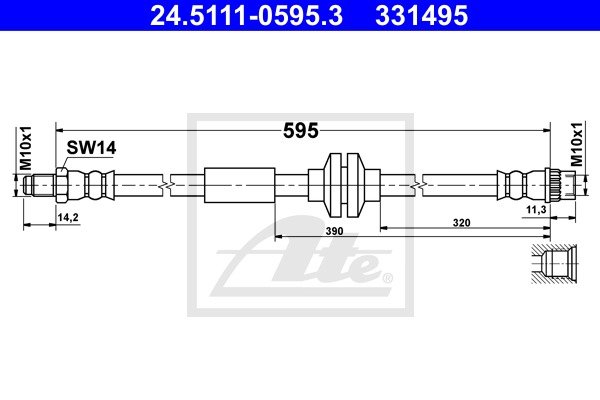 Bremsschlauch Hinterachse ATE 24.5111-0595.3 von ATE