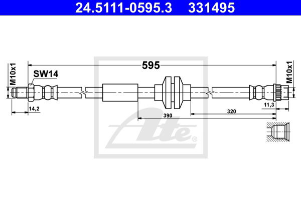 Bremsschlauch Hinterachse ATE 24.5111-0595.3 Bremsschlauch Hinterachse ATE 24.5111-0595.3 von ATE