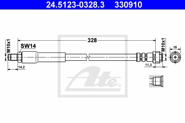 Bremsschlauch Hinterachse ATE 24.5123-0328.3 von ATE