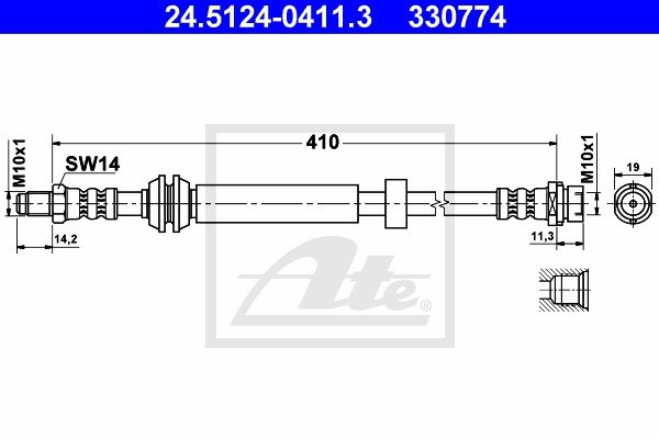 Bremsschlauch Hinterachse ATE 24.5124-0411.3 von ATE