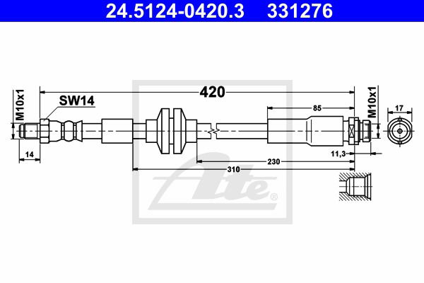 Bremsschlauch Hinterachse ATE 24.5124-0420.3 Bremsschlauch Hinterachse ATE 24.5124-0420.3 von ATE