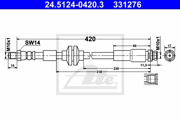 Bremsschlauch Hinterachse ATE 24.5124-0420.3 von ATE