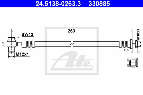 Bremsschlauch Hinterachse ATE 24.5138-0263.3 von ATE