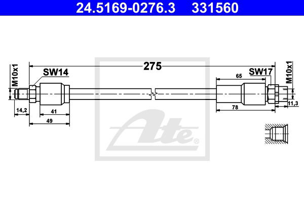 Bremsschlauch Hinterachse ATE 24.5169-0276.3 von ATE