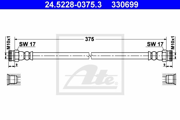 Bremsschlauch Hinterachse ATE 24.5228-0375.3 von ATE