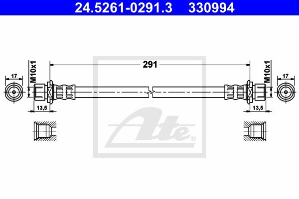 Bremsschlauch Hinterachse ATE 24.5261-0291.3 von ATE