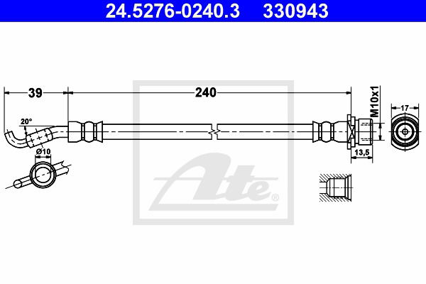 Bremsschlauch Hinterachse ATE 24.5276-0240.3 von ATE