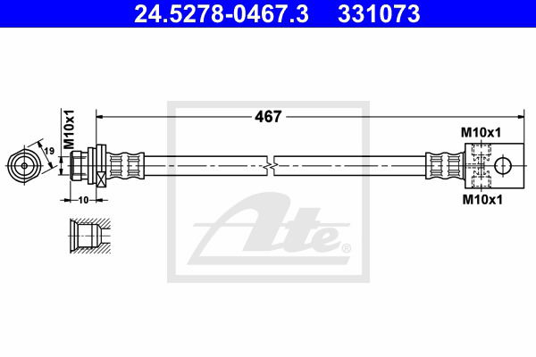 Bremsschlauch Hinterachse ATE 24.5278-0467.3 von ATE