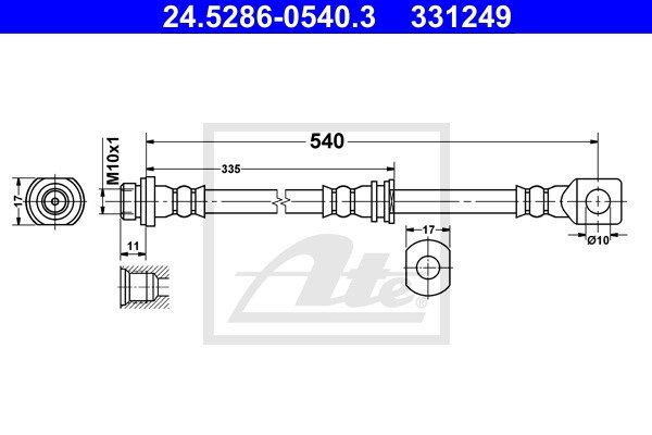Bremsschlauch Hinterachse ATE 24.5286-0540.3 von ATE