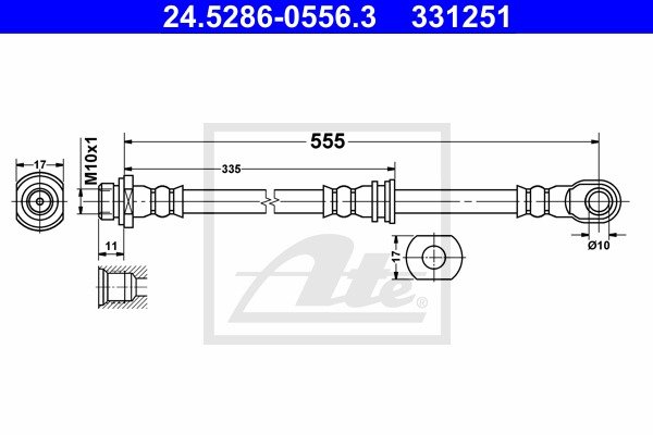 Bremsschlauch Hinterachse ATE 24.5286-0556.3 von ATE