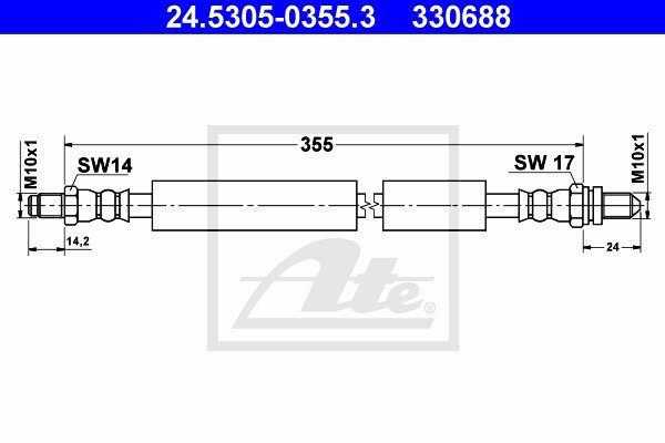 Bremsschlauch Hinterachse ATE 24.5305-0355.3 von ATE